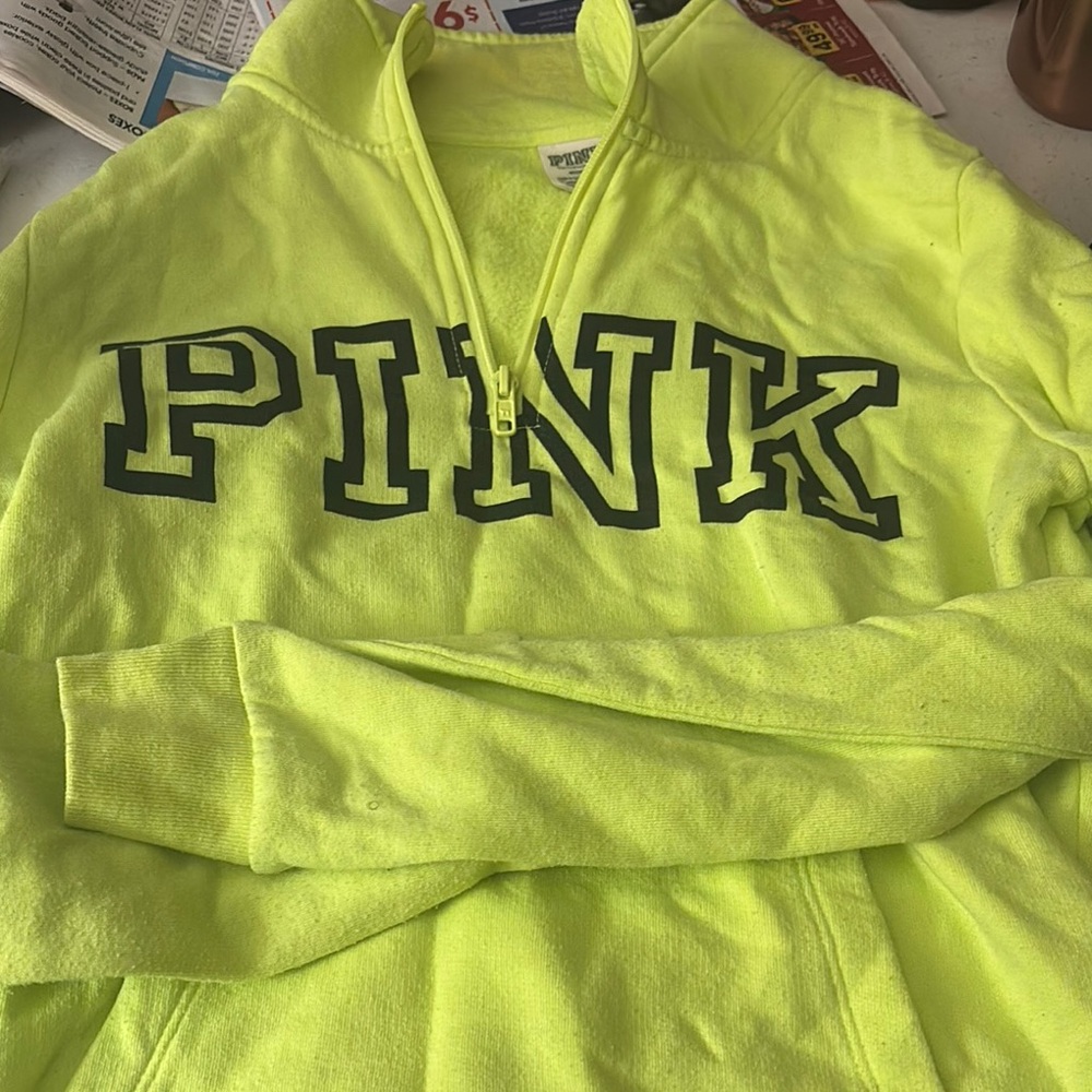 Neon Yellow PINK Half-Zip Sweatshirt